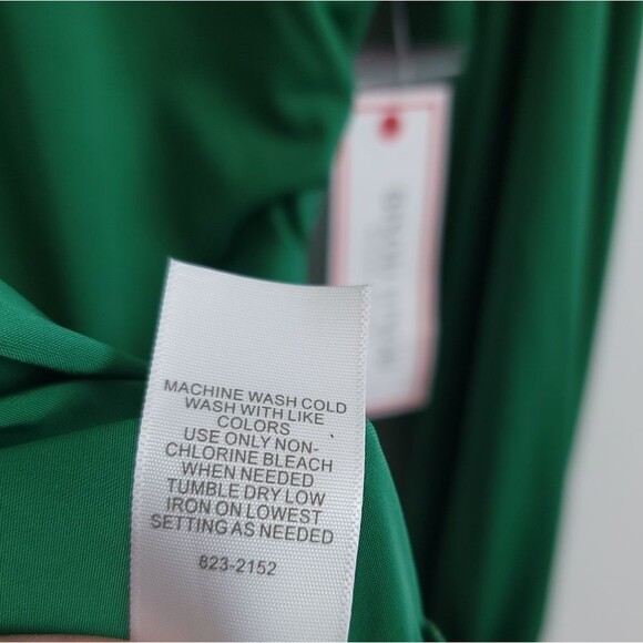 Y2k Ruched Blouse Slinky Emerald Green Long Sleeve NWT - Picture 16 of 16